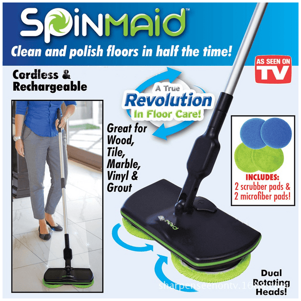 Impecca Cordless Spinning Mop for Multi Surfaces 9.5 in. Microfiber Spray Mop, 3-Sets of Reusable Mop Pads Included