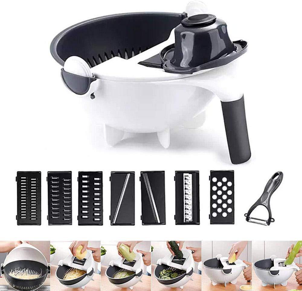 ishani enterprises white&gray 9 In 1 Wet Basket Vegetable Cutter Chopper,  For Home Usage