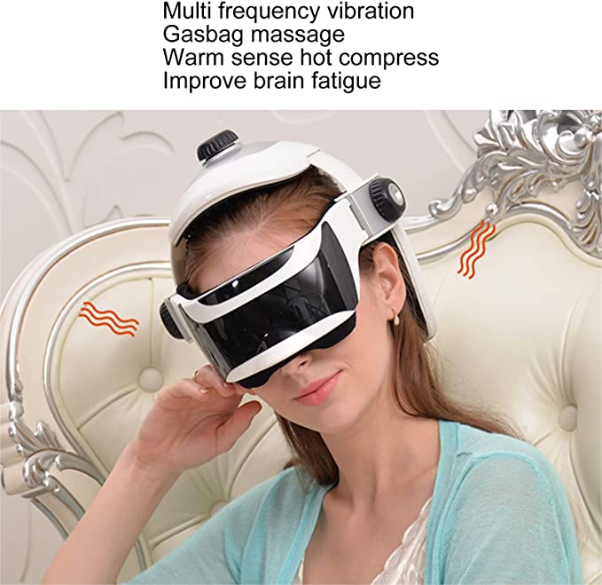 Mittory Electric Head Massager, Eye & Neck Massage Helmet With Heat,  Kneading, Air Compression, Scratcher Suitable For Headache, Stress Relief,  Deep