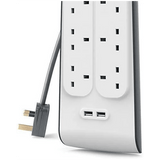 Belkin 6 Outlet Surge Protection Extension Lead, with x2 USB 2.4 Amp Ports